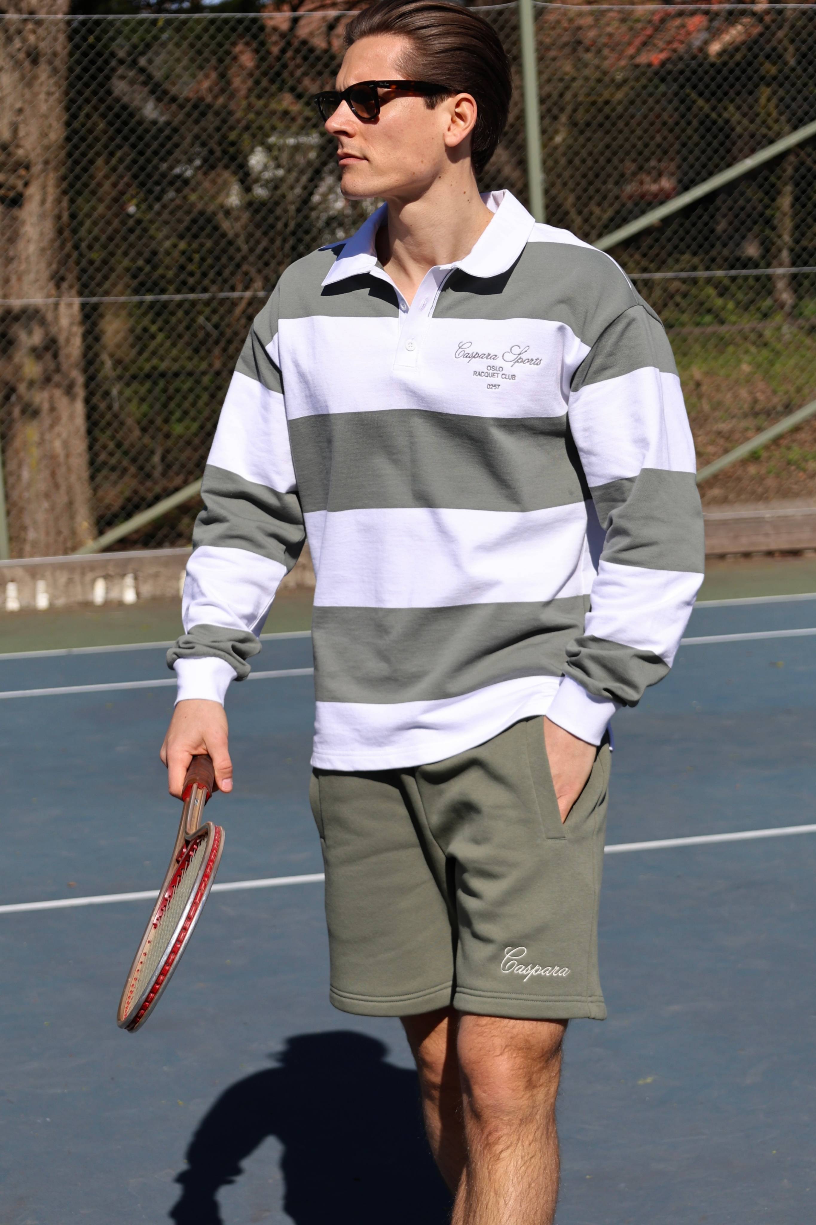 M. Cotton Rugby Shirt - Stripes White/Dark Olive